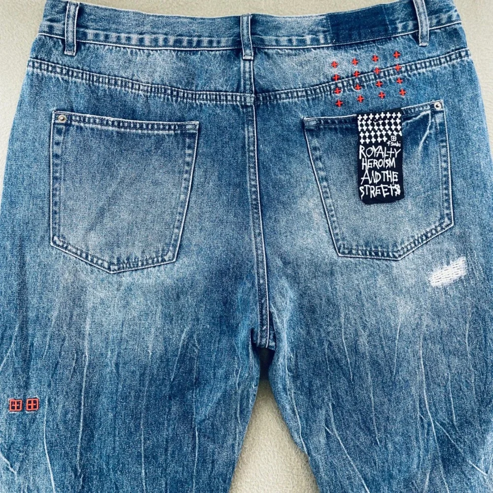 Ksubi Van Winkle Hunter Beden Men 40 Whiskered Distressed Button Fly Jeans